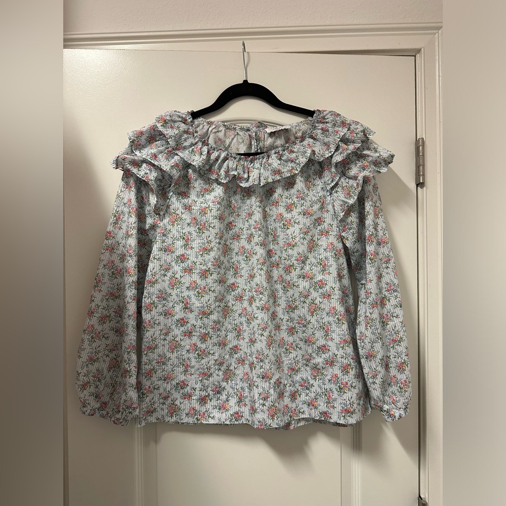 J. Crew Women’s Liberty Winding Roses Floral Ruffle Top